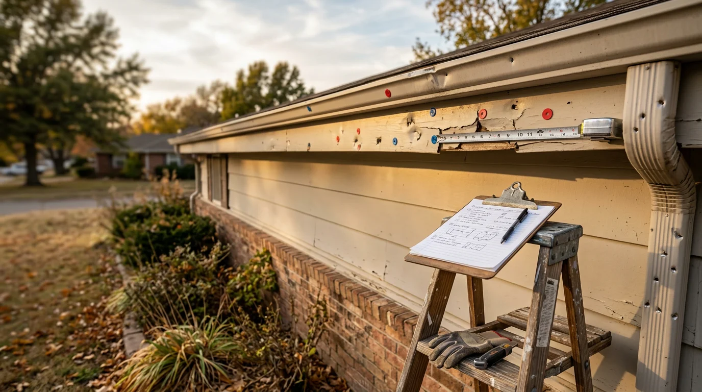 A Tulsa, OK property exterior showing a well-maintained roofline, clean gutters, and intact siding after a seasonal inspection by Minova Contracting. The image reflects the result of a structured exterior property maintenance plan applied to a residential building in the Tulsa area.